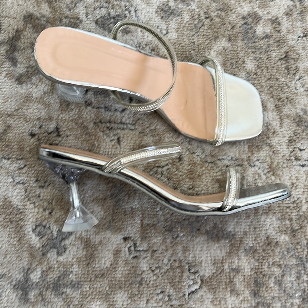 Silver sparkle heel sandal